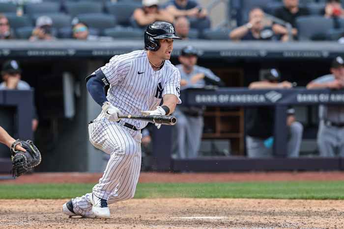 Tyler Wade hitting at Yankee Stadium